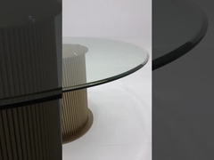 Muebles de sala de estar de vidrio redondo de acero base base mesa de comedor para el hogar y el restaurante